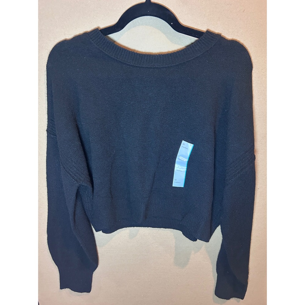 Wild Fable Cropped Sweater Womens Medium Black NEW Boxy Long Sleeve Knit